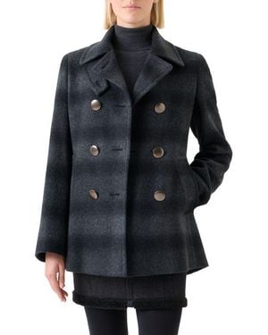 Akris Punto Blurred Check Wool Blend Peacoat - Black