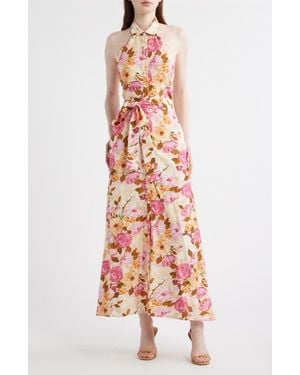 En Saison Bown Floral Halter Neck Dress - White