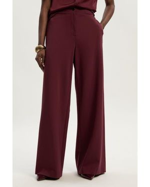 Karen Millen Ponte Pu Wide Leg Pants - Red
