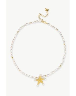 Classicharms Lila Starfish Keshi Pearl Pendant Necklace - White