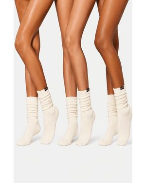 LECHERY 3 Pairs Of Scrunch Socks - Natural