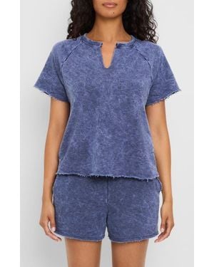 Michael Stars Jessie Notched Neck T-Shirt - Blue