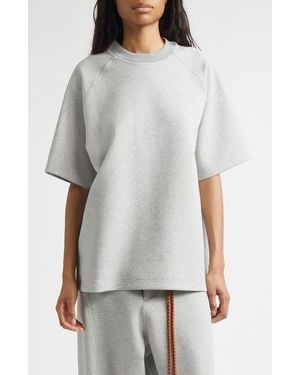 Plan C Cotton Blend Scuba Knit Sweatshirt - Gray