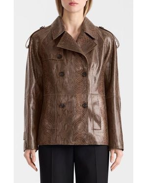 Mackage Dolores Double Breasted Leather Coat - Brown