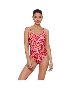 Aqua Green Scoop Neck Open Tie Back One Piece - Red