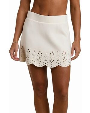 La Blanca Cloudset Eyelet Detail Miniskirt - White