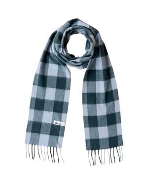 TBCo Lambswool Checkered Skinny Scarf - Blue