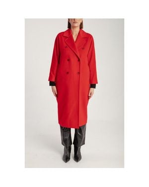 1982 Cashmere Double Breasted Long Coat - Red