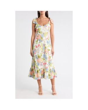 Sugarlips Floral Tie Strap Midi Sundress - Metallic