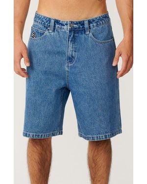 Rip Curl Nu Dose Denim Baggy Fit Carpenter Shorts - Blue