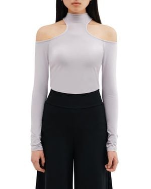 Two Lines by Marcella Cairo Cutout Mock Neck Top - White