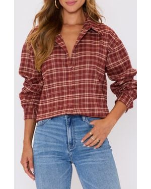 Vici Collection Poet Plaid Button-Up Shirt - Red
