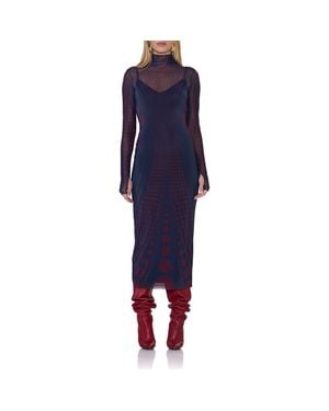 AFRM Shailene Long Sleeve Turtleneck Mesh Dress - Blue
