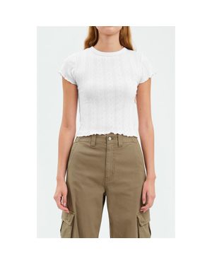 DAZE Lily Cotton Pointelle T-Shirt - Natural