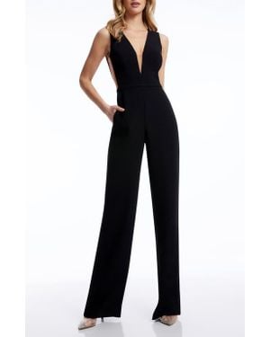 Dress the Population Katrina Plunge Neck Sleeveless Jumpsuit - Black