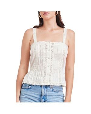 Paneros Clothing Louie Cotton Lace Inset Tank - White