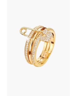 Kellery Cubic Zirconia Safety Pin Style Ring - Metallic