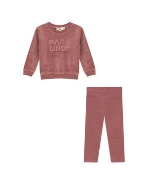 Bebe Bella 2 Piece Velour Top And Ribbed Leggings Set - Red