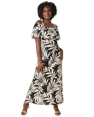 Jessica London Cold Shoulder A-Line Maxi Dress - White