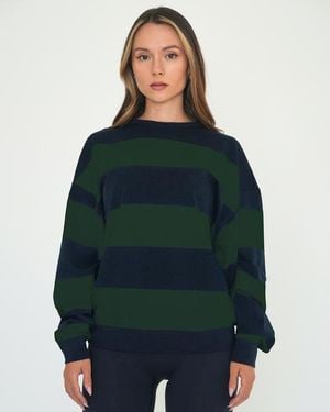 Rebody Active Rugby Stripe Relaxed Sweatshirt - Green