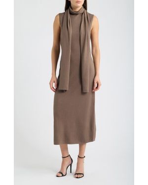 Vince Camuto Scarf Neck Sweater Dress - Brown