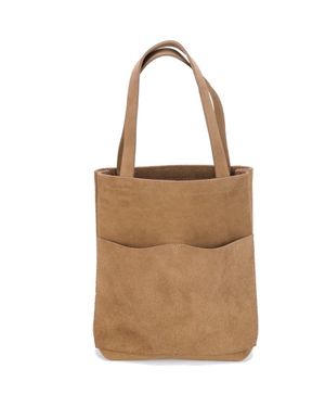 EZRA ARTHUR Brooklyn Nubuck Suede Leather Tote Bag - Brown