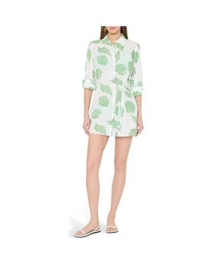 MILLY Cleo Embroidered Cover-Up Minidress - Green