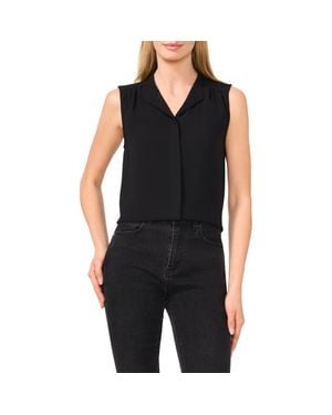 Cece Sleeveless Mandarin Collar Button-Up Shirt - Black