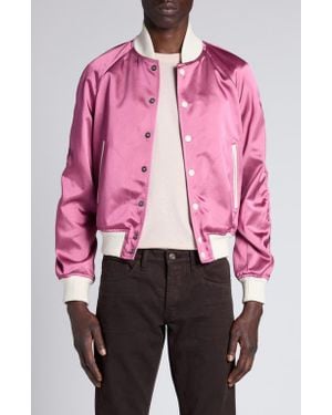 Tom Ford Shiny Satin Bomber Jacket - Pink