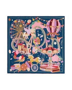 Lost Pattern Pop Pony Silk Twill Large Silk Scarf - Blue