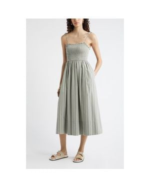 Nordstrom Stripe Midi Sundress - Gray