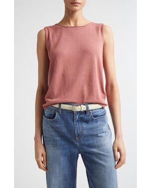 Eleventy Sequin Embellished Silk & Cotton Sweater Vest - Pink