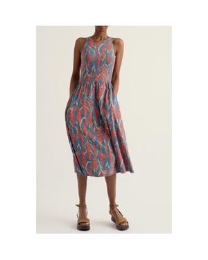 Seasalt Cornwall Porthmeor Wave Floral Stretch Organic Cotton Jersey Midi Dress - Multicolor