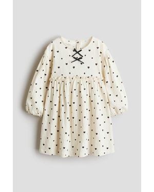 H&M Bow-Detail Crinkled Dress - White