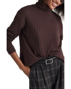 Madewell Relaxed High-Low Rib Turtleneck - Brown