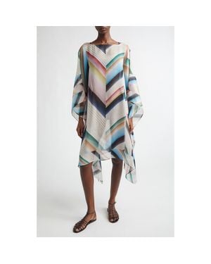 Missoni Chevron Print Silk Poncho - Blue
