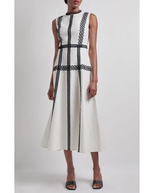 Misook Eyelet Trim Sleeveless Cotton Dress - Multicolor