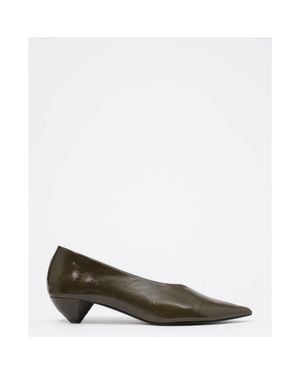 Bimba Y Lola Leather Low Heel Court Shoe - Green