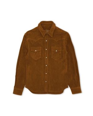 Fortela Ranch Texan Suede Leather Shirt - Brown