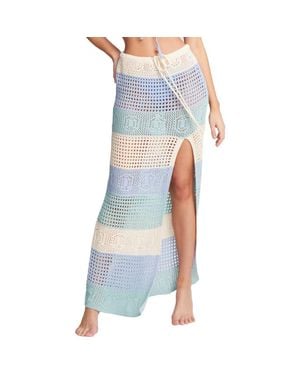 CAPITTANA Emma Stripe Open Stitch Cover-Up Maxi Skirt - Blue