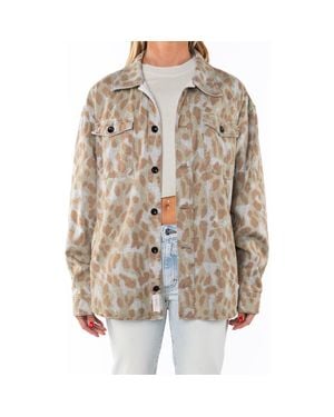 Ariko Gender Inclusive Bucky Camo Split Hem Shirt Jacket - Brown