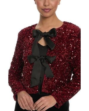 Maggy London Double Bow Sequin Jacket - Red