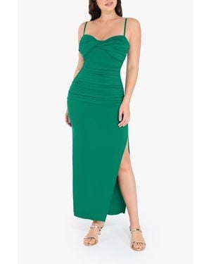 Popilush Shapewear Ruched Bias Twist Tummy Control Maxi Dress - Green