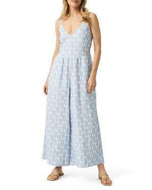 Splendid Gabrielle Ikat Sleeveless Wide Leg Jumpsuit - Blue
