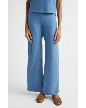 Leset Lauren Wide Leg Knit Pants - Blue