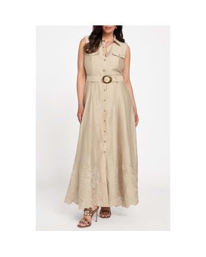 Marciano Mindi Sleeveless Belted Shirtdress - Natural