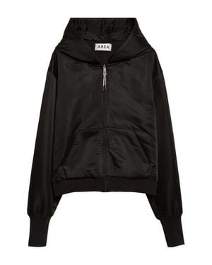 Area Crystal Knot Satin Full Zip Hoodie - Black