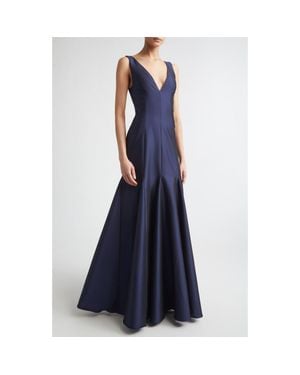 BERNADETTE Aurelia V-Neck Stretch Mermaid Gown - Blue