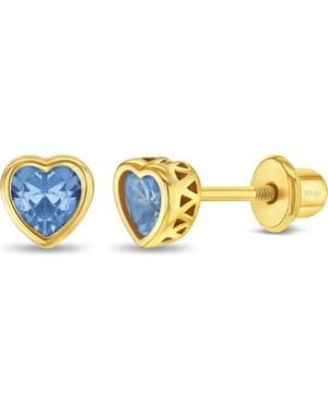 IN SEASON JEWELRY Heart Cz Bezel Girl Earrings - Metallic