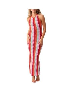 PQ Swim Aurelia Halter Maxi Cover-Up Dress - Red